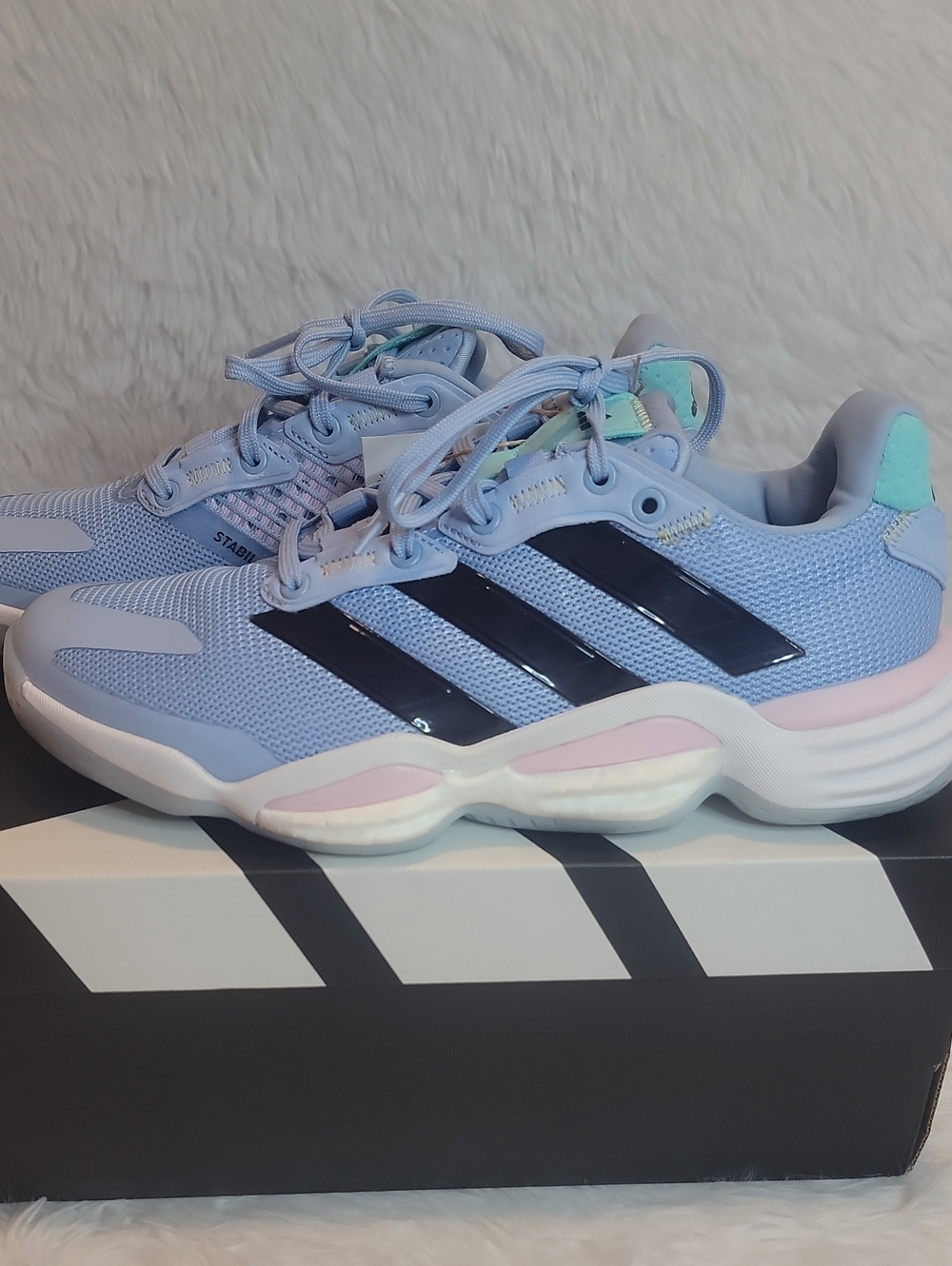 adidas Stabil 16 Pastel Blue Indoor Sports Shoes. JQ9197. Size 7
